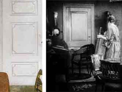 A la izquierda, 'Mujer leyendo' (1908), óleo de Vilhelm Hammershoi. A la derecha, un fotograma de 'El amo de la casa' (1925), de Carl Theodor Dreyer.