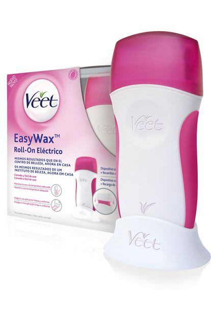 Roll-On Eléctrico Easy Wax de Veet (18,99 euros). Un kit para depilarse a la cera en casa de manera limpia, rápida y profesional. Elimina el vello de raíz durante 4 semanas y sin peligro de quemarte.