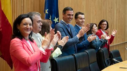 El secretario general del PSOE y presidente del Gobierno, Pedro Sánchez, preside la reunión interparlamentaria del Grupo Parlamentario Socialista.