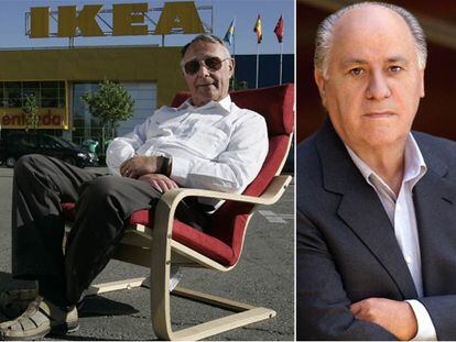 Ingvar Kamprad, dueño de Ikea, y, a la derecha, el español Amancio Ortega.