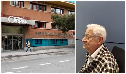 A la izquierda, una residencia Orpea, en Madrid (DAVID EXPÓSITO). A la derecha, Don Rafael, retratado por su familia.
