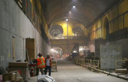 Caverna oeste de la futura estaci&oacute;n que se construye bajo Grand Central