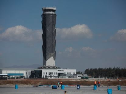 La torre de control del nuevo aeropuerto Felipe Ángeles, el pasado 31 de enero.