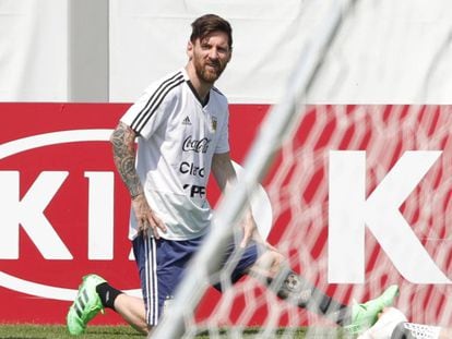 Leo Messi se entrena este sábado. 