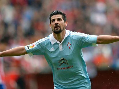 Nolito celebra el gol ante el Sporting.