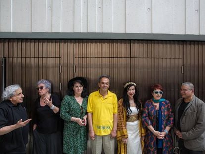 De izquierda a derecha: Abraham B. Yehoshua, Wassyla Tanzali, Aurora Luque, Basem Nabres, Maram al-Masri, Buket Uzuner y Mahi Binebine.