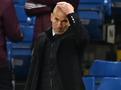 Zinedine Zidane durante un partido de fútbol el 5 de mayo de 2021.