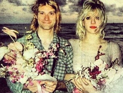 La imagen que Courtney Love ha usado para recordar a Kurt Cobain en su cuenta de Instagram. Es una instantánea tomada en su boda en Honolulú (Hawái) en 1992.