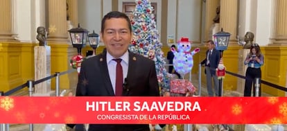 Hitler Saavedra, en la felicitación navideña del perfil de X del Congreso del Perú.