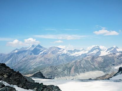 Paisaje de Cervinia, en los Alpes italianos, donde se ha fotografiado y rodado la campaña de Bvlgari Man Glacial Essence.