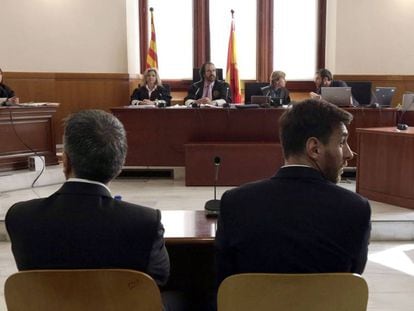 Imagen del juicio contra el jugador del Barça Leo Messi por fraude fiscal.