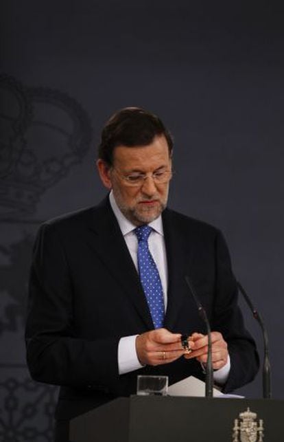 El presidente del Gobierno, Mariano Rajoy, en la rueda de prensa que ofreci&oacute; el 3 de agosto.