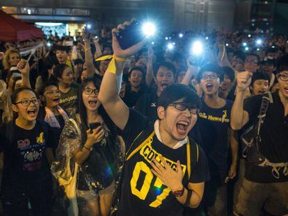 Manifestantes en Hong Kong, el 30 de septiembre