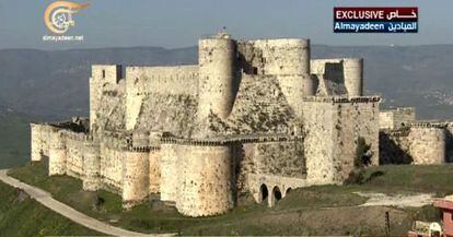 Captura de la televisora libanesa del castillo cruzado del Crac de los Caballeros.