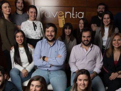 El equipo de Traventia, en sus oficinas en Madrid. 