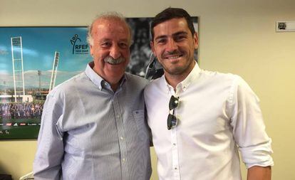 Vicente del Bosque i Iker Casillas aquest dilluns a Madrid.