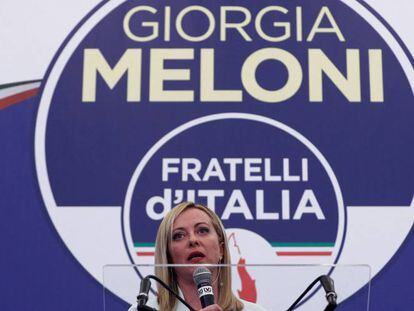 Giorgia Meloni, en la noche electoral del 26 de septiembre