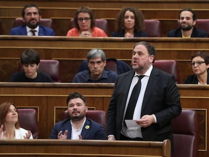 Junqueras promete acatar la Constitución en el Congreso, el 21 de mayo.