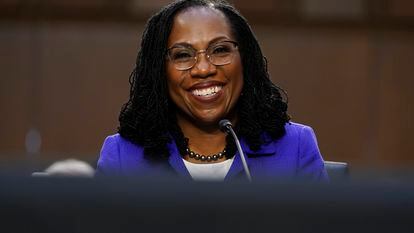 La jueza Ketanji Brown Jackson, ante el comité judicial del Senado de Estados Unidos.