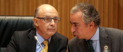 El ministro de Hacienda, Crist&oacute;bal Montoro y el secretario de Hacienda, Miguel Ferre.