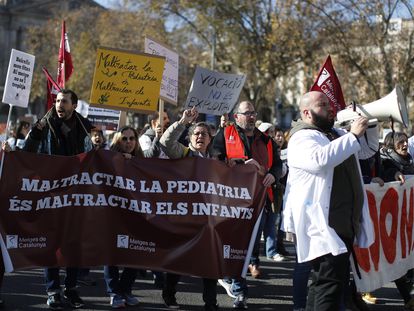 Protesta de los médicos catalanes el pasado 26 de enero, en Barcelona.