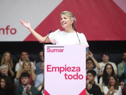 DVD 1154 (02-04-23) Acto de Yolanda Díaz en la presentación de la plataforma Sumar, en el polideportivo Magariños, en Madrid. Foto Samuel Sánchez