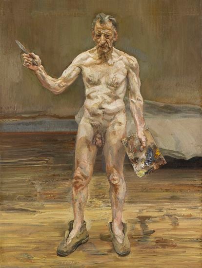 'Painter Working, Reflection' (1993), autorretrato de Lucian Freud.