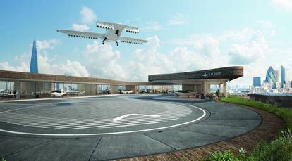 Recreación de un aterrizaje del Lilium Jet en un servicio de taxi.