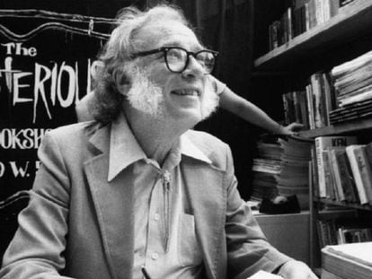Isaac Asimov en la librería Mysterious Book Store de Nueva York en 1984.