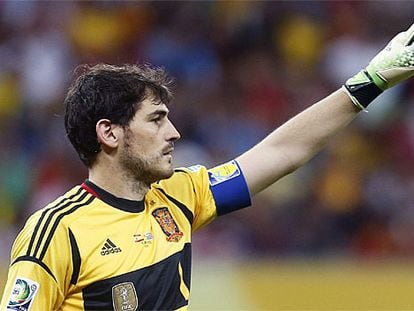 Casillas, durante el partido contra Uruguay.