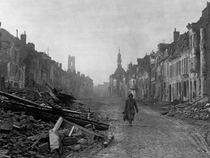 Calles de Peronne, escenario de la batalla de Somme, en 1916.