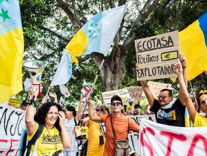 Manifestación de este sábado en Santa Cruz de Tenerife para pedir un cambio en el modelo turístico de masas.