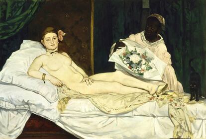 La Olympia de Manet, una "prostitua desvergonzada", como se criticó en su momento. El problema no es que lo fuera, sino que no lo disimulara.