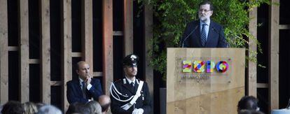 Mariano Rajoy, este lunes, en la Expo de Milán.