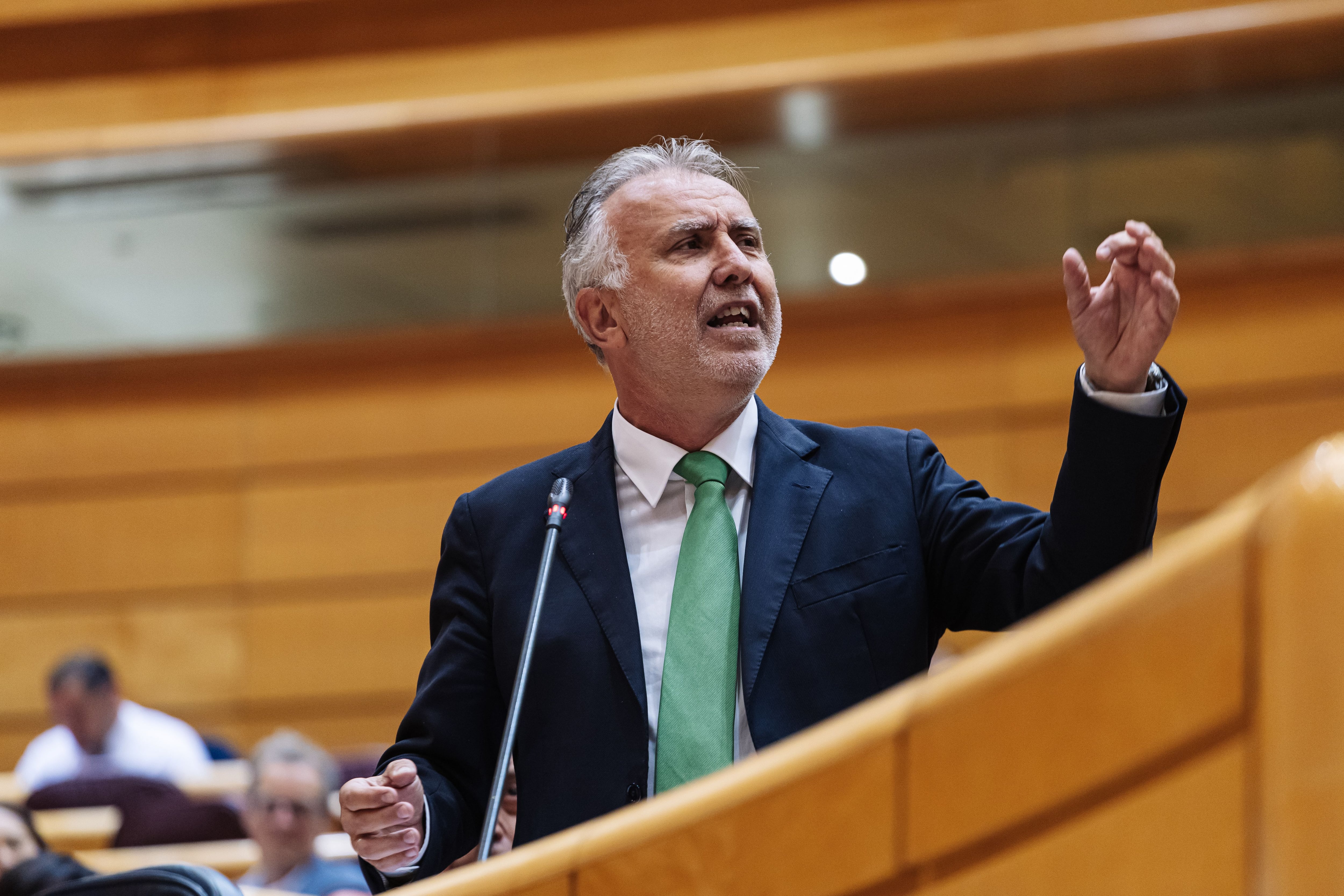 El Ministro de Política Territorial y Memoria Democrática, Ángel Víctor Torres, durante la sesión de control al Gobierno, en el Senado.