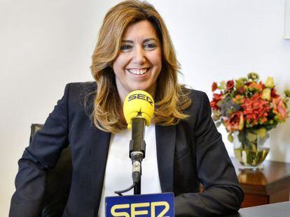 Susana Díaz, durante la entrevista concedida a la Cadena Ser en Sevilla 