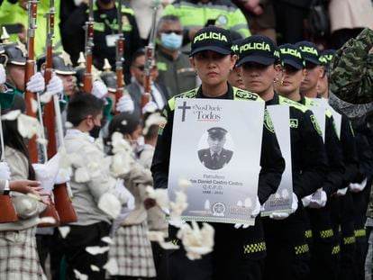 compañeros asesinados por el Clan del Golfo, en Bogotá, Colombia