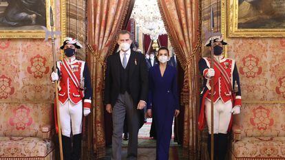 Los reyes Felipe y Letizia asisten a la recepción al cuerpo diplomático acreditado en España, este jueves.