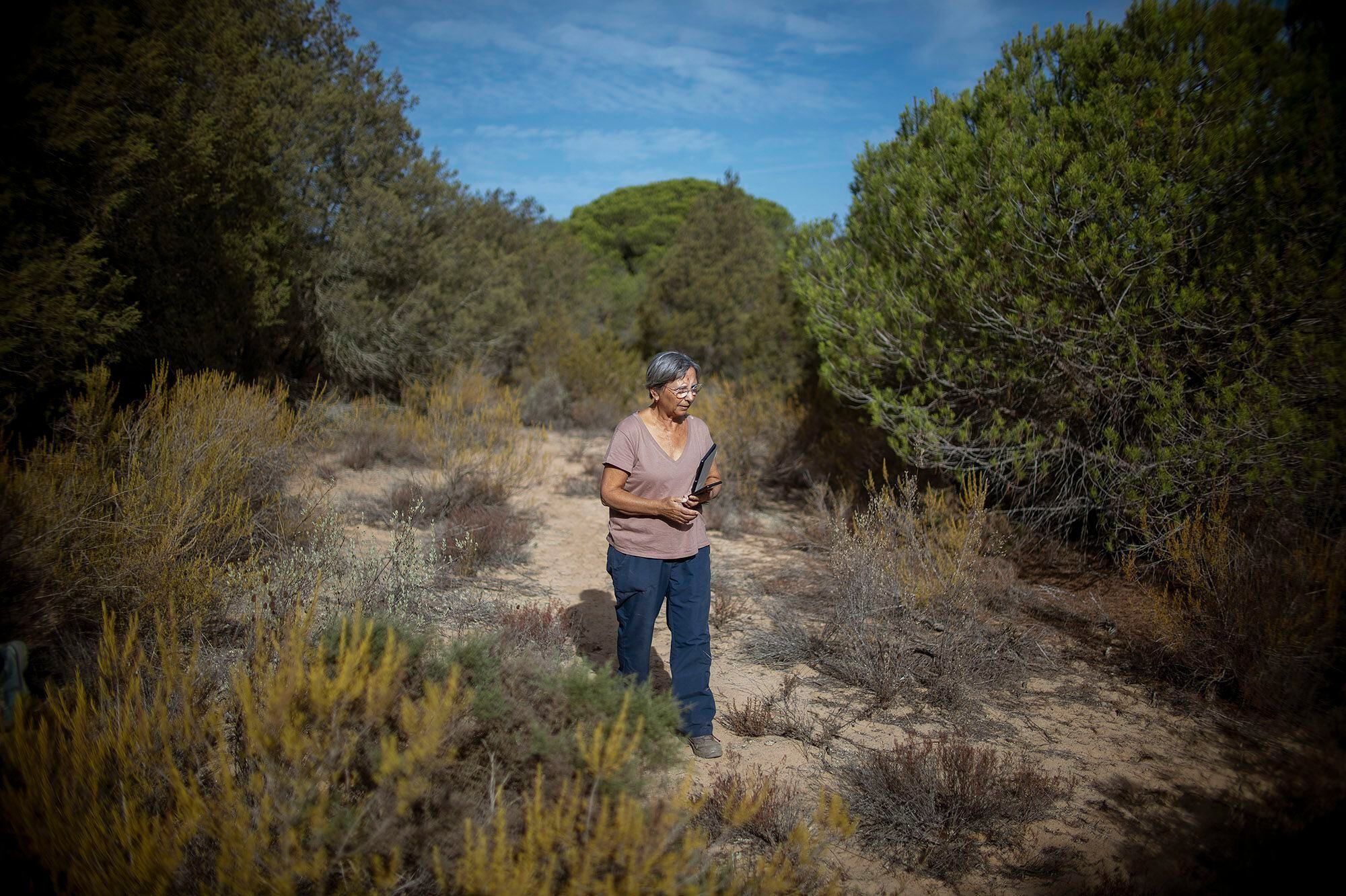 Carmen Díaz, investigadora de la Estación Biológica de Doñana (CSIC), en el parque nacional. 