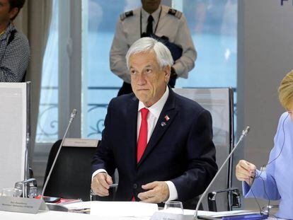 El presidente de Chile, Sebastián Piñera, participa el 26 de agosto de la cumbre de presidentes del G7 que se realizó en Biarritz, Francia.