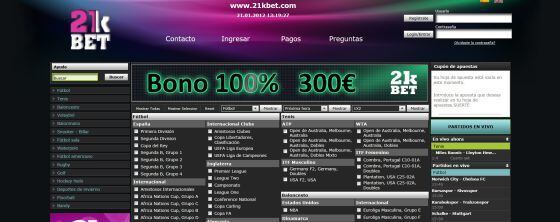 Captura de pantalla de la web 21kbet desde la que se perpetró la estafa.