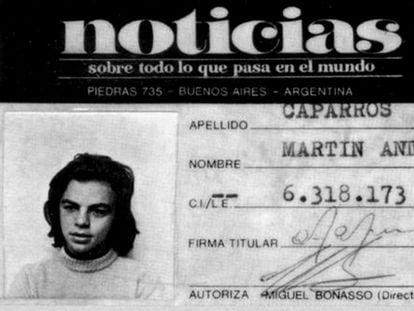 Credencial de Martín Caparrós.