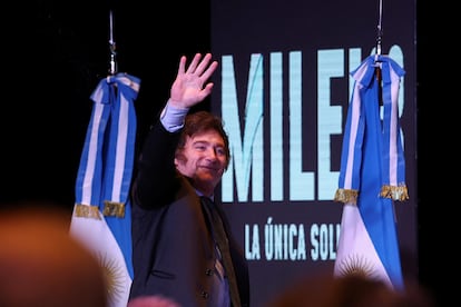 Javier Milei, presidente electo de Argentina, este domingo tras su discurso de victoria.