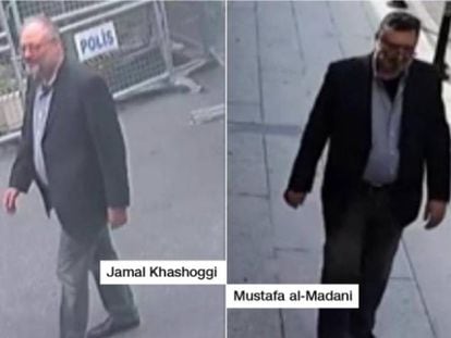 A la izquierda, el periodista Jamal Khashoggi; a la derecha, el supuesto doble.