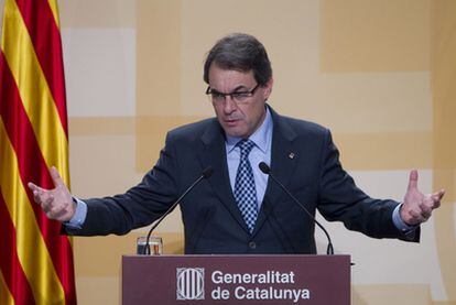 Artur Mas, durante la conferencia de prensa para hacer balance de su primer año de Gobierno.