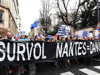Manifestantes en apoyo del aeropuerto de Notre-Dame-des-Landes en diciembre de 2017.