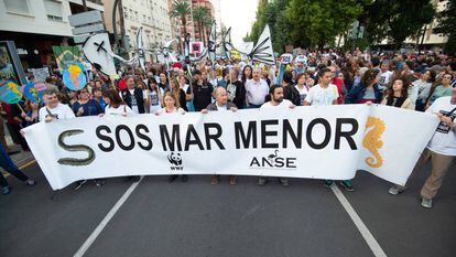 Manifestación en defensa del Mar Menor en Cartagena, el 30 de octubre.