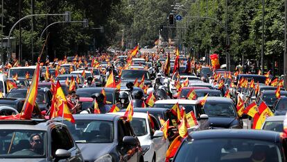 Manifestación convocada por Vox en Madrid, el 23 de mayo de 2020, contra las medidas del Gobierno para frenar la pandemia.