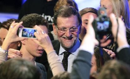 Mariano Rajoy, en un mitin en Zaragoza el pasado d&iacute;a 9.