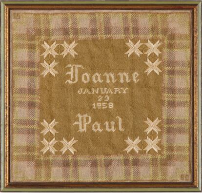 El tapete que Joanne Woodward confeccionó con los nombres de ella y de su marido. 